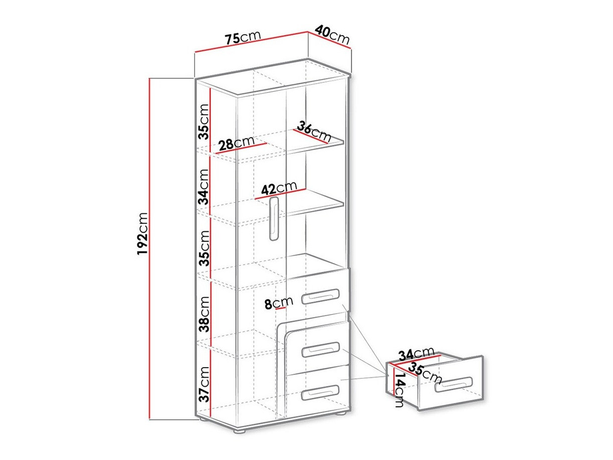 Polica Aviseve 105 (Antracit + Belo)