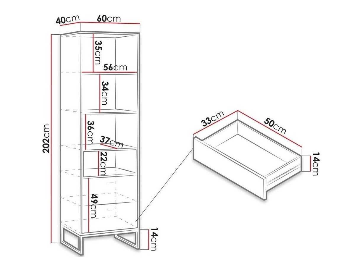 Polica Baltesi 105 (Belo + Zanatski hrast)