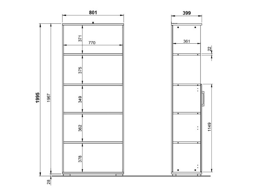 Polica Lartesi 103 (Graphite + Svetloosiva)