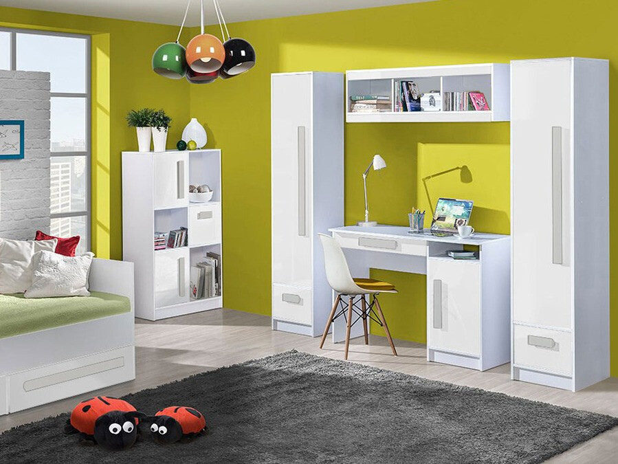 Polica Merevari 101 (Belo + Sjajno belo + Sivo)