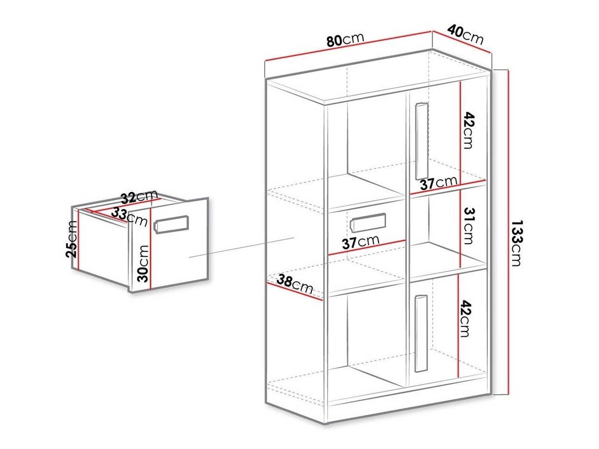Polica Merevari 101 (Belo + Sjajno belo + Sivo)