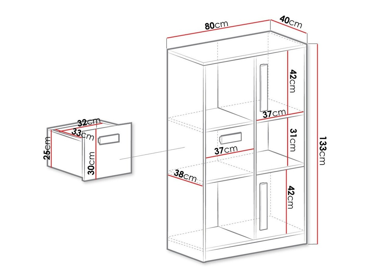 Polica Merevari 101 (Belo + Visoki sjaj Tirkizna)
