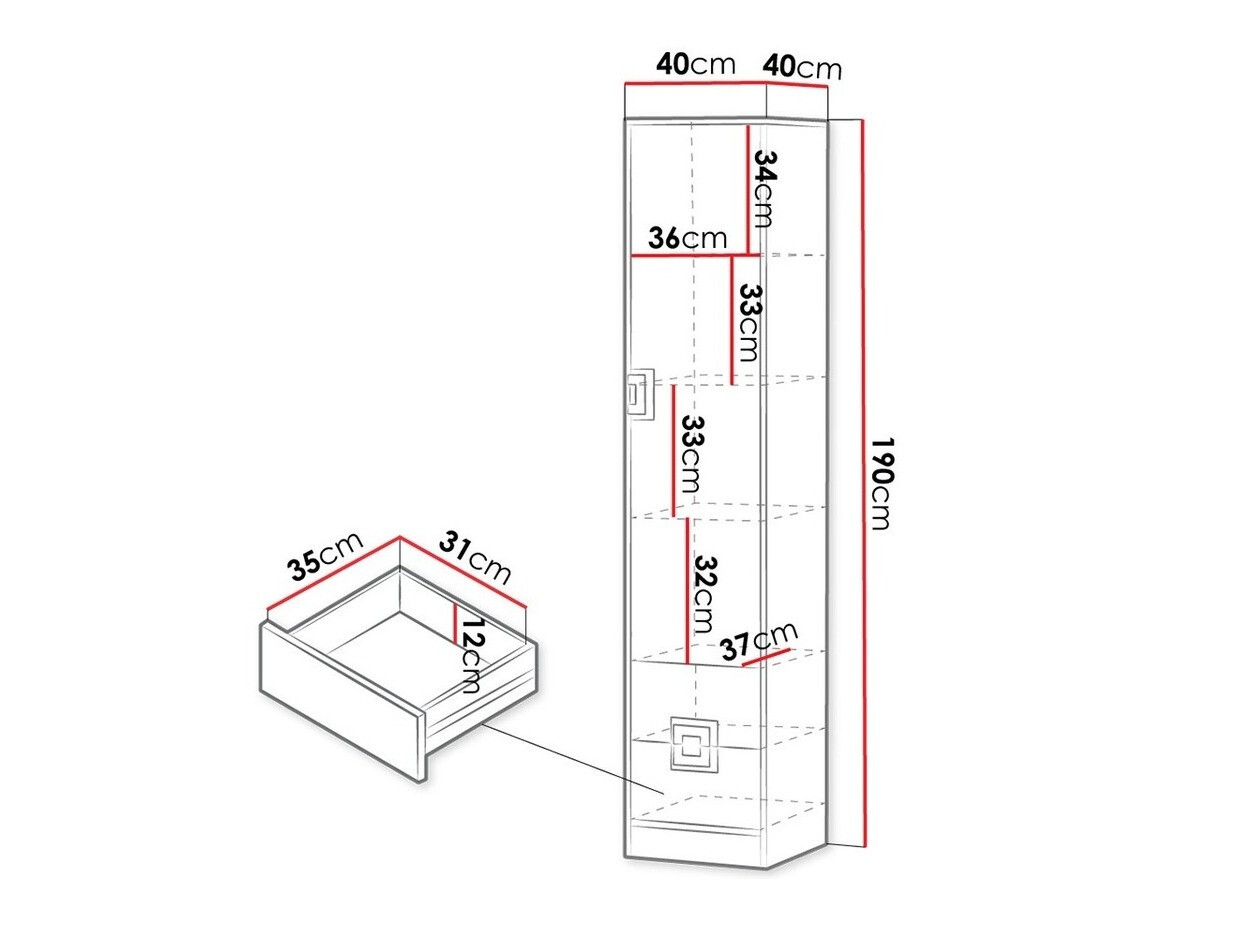 Polica Tolfere 104 (Svetli javor + Belo)