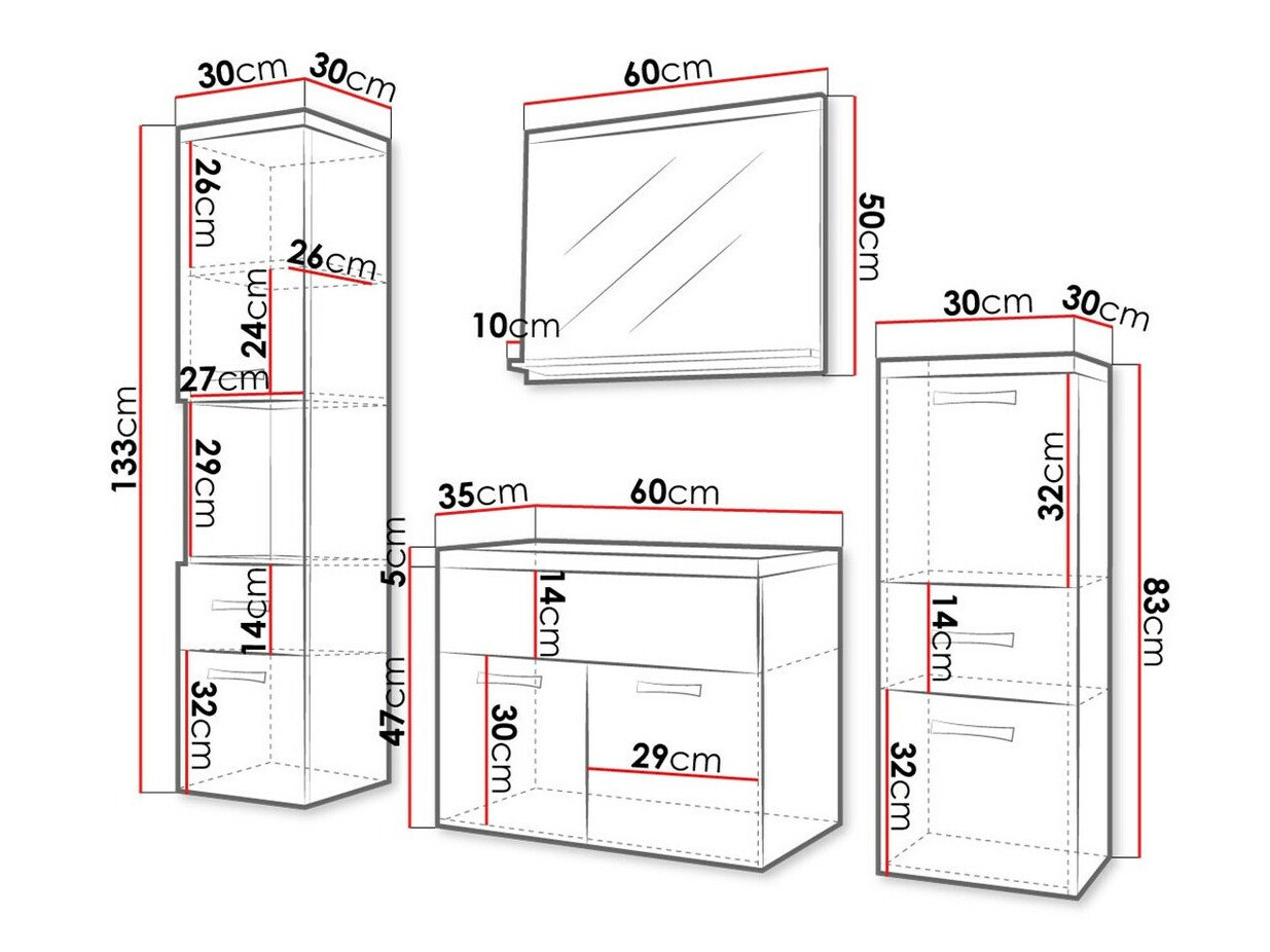 Set za kupatilo Sarasota 109 (Belo + Sjajno belo)