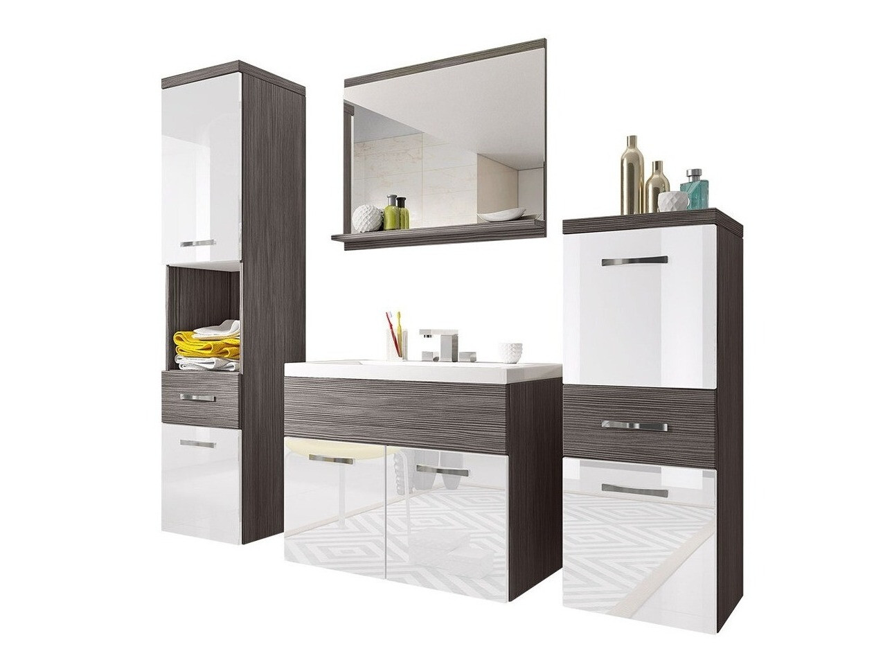 Set za kupatilo Sarasota 109 (Bodega + Sjajno belo)