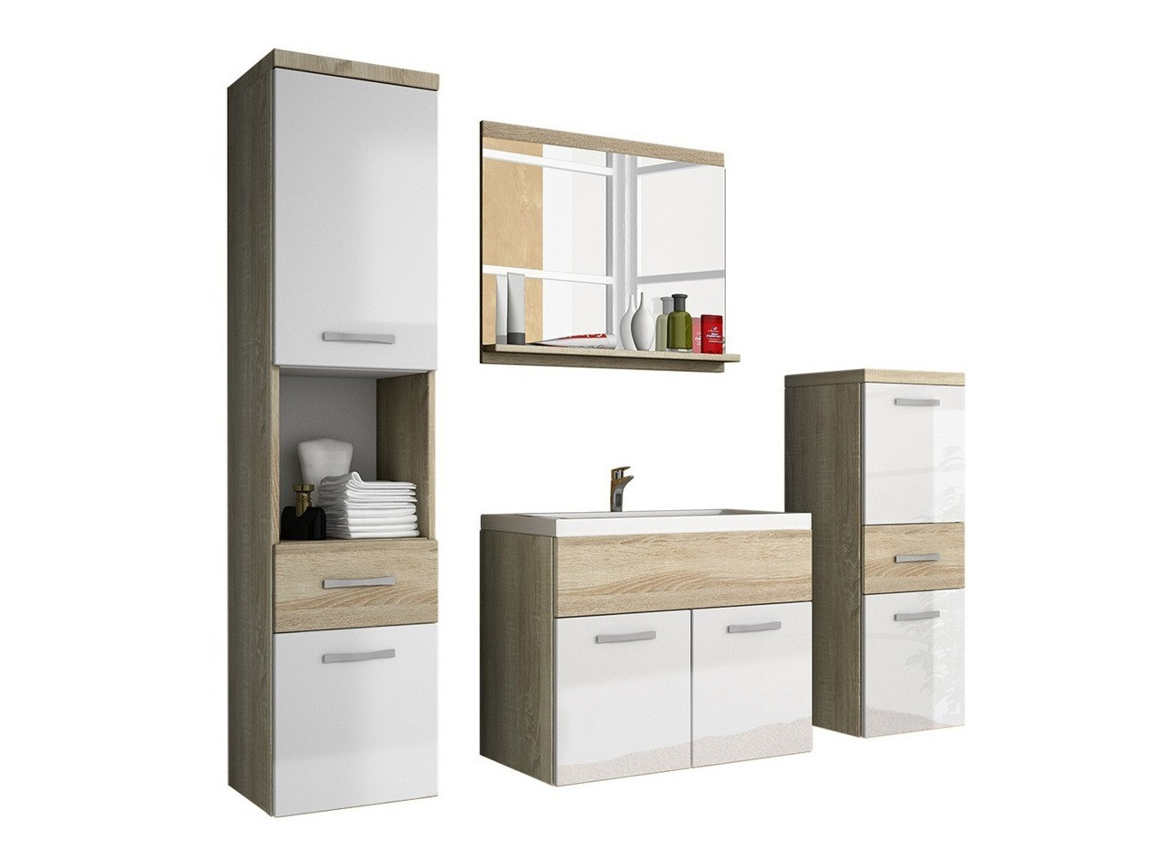 Set za kupatilo Sarasota 109 (Sonoma hrast + Sjajno belo)