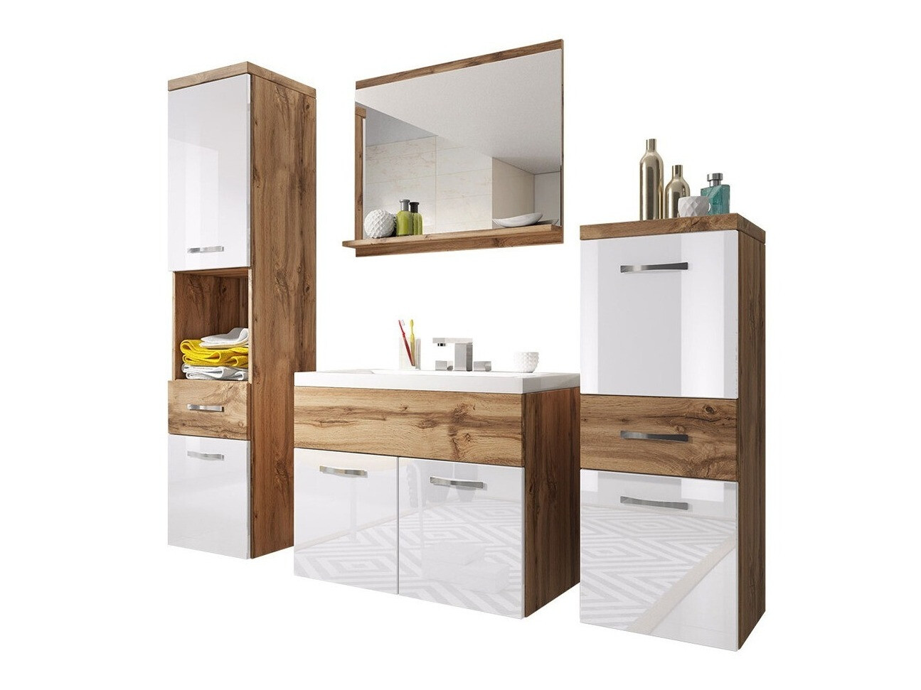 Set za kupatilo Sarasota 109 (Вотан храст + Sjajno belo)