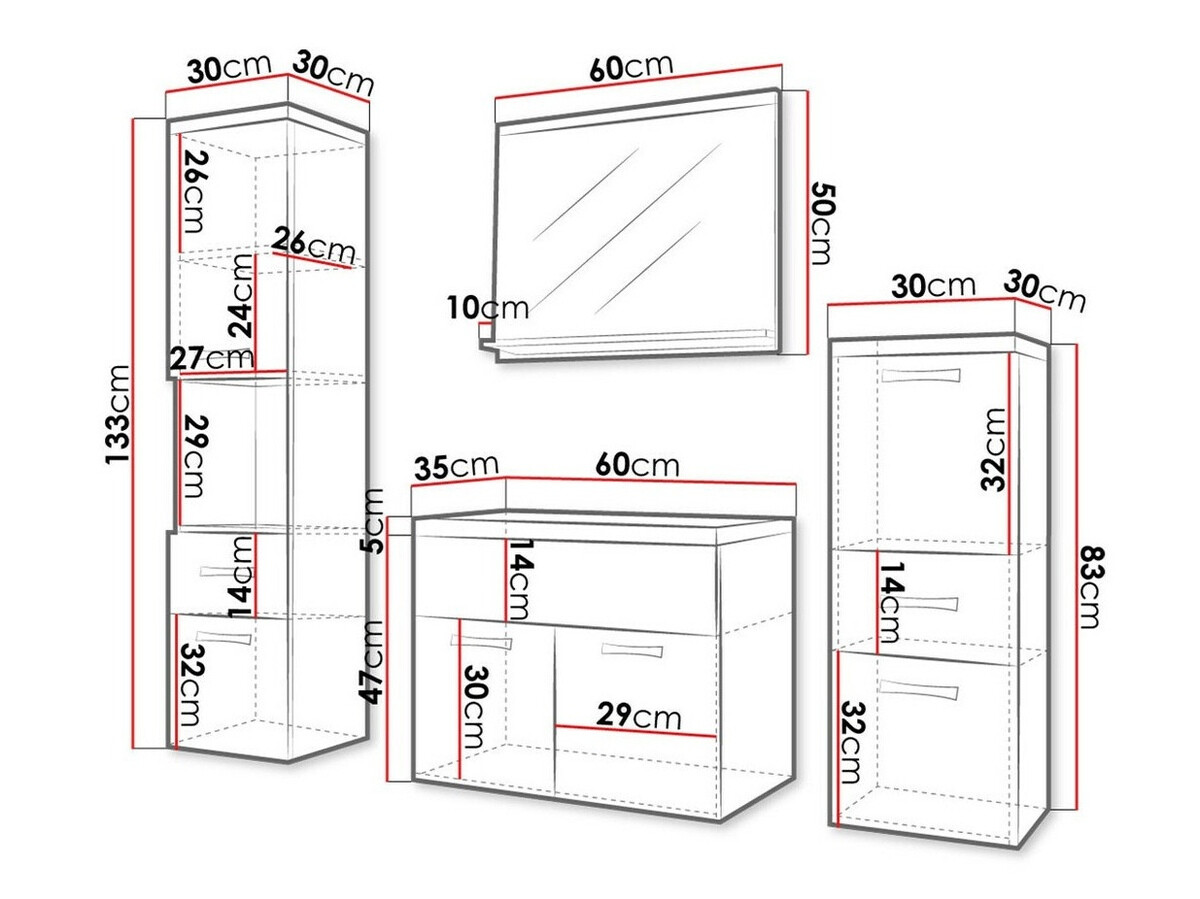 Set za kupatilo Sarasota 109 (Вотан храст + Sjajno belo)