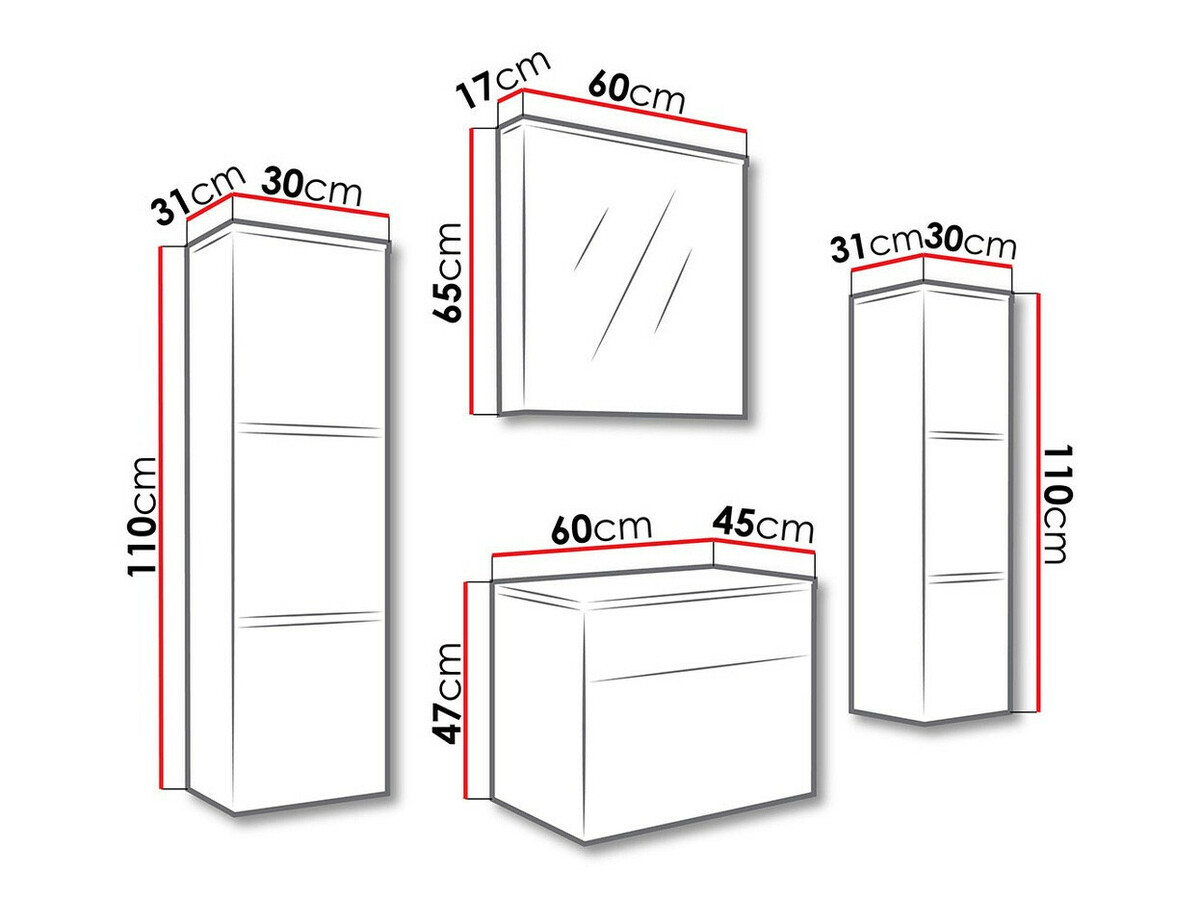 Set za kupatilo Tucson 105 (Belo + Sjajno belo)