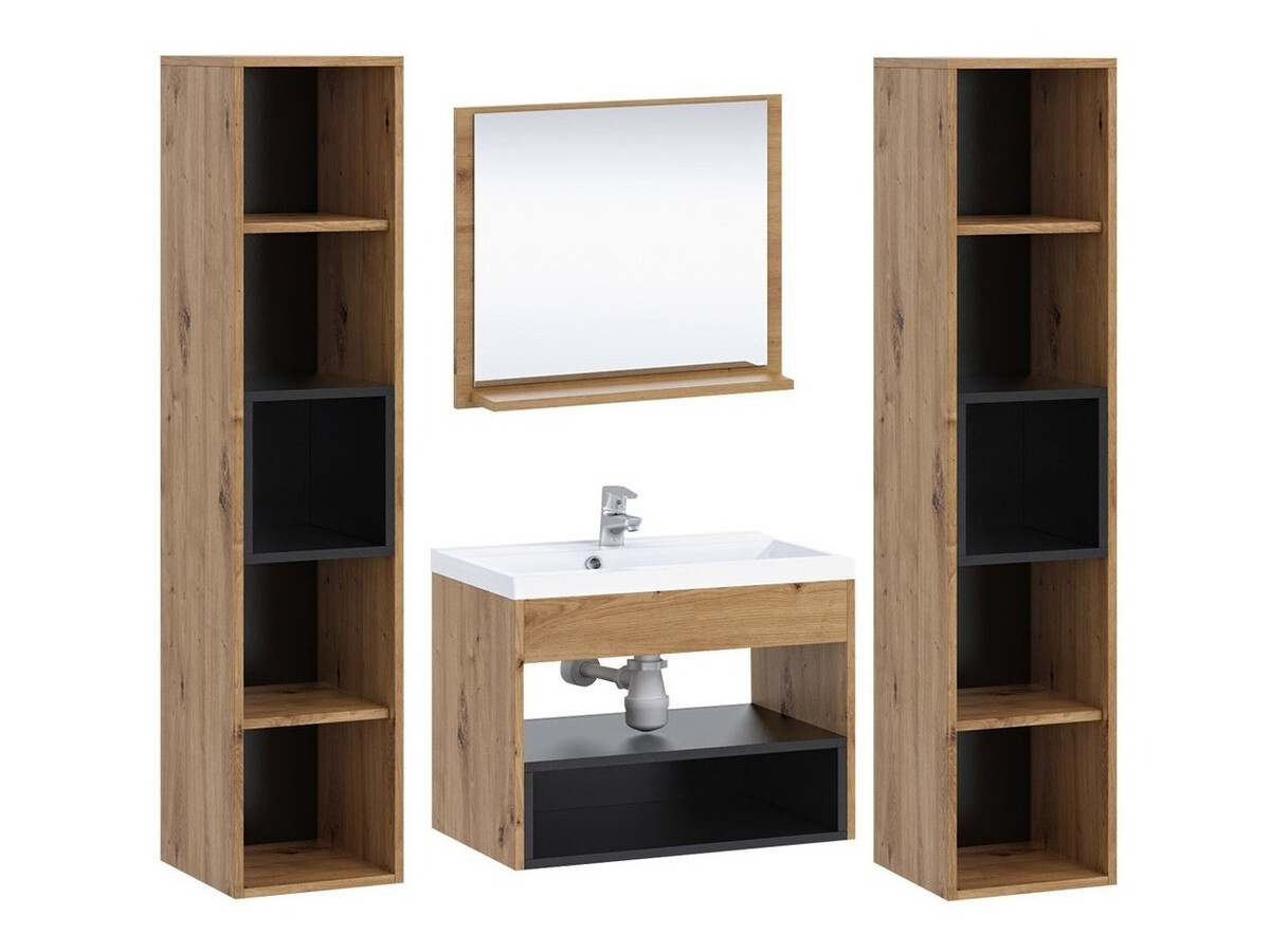 Set za kupatilo Velum II (Artisan hrast + Crno)