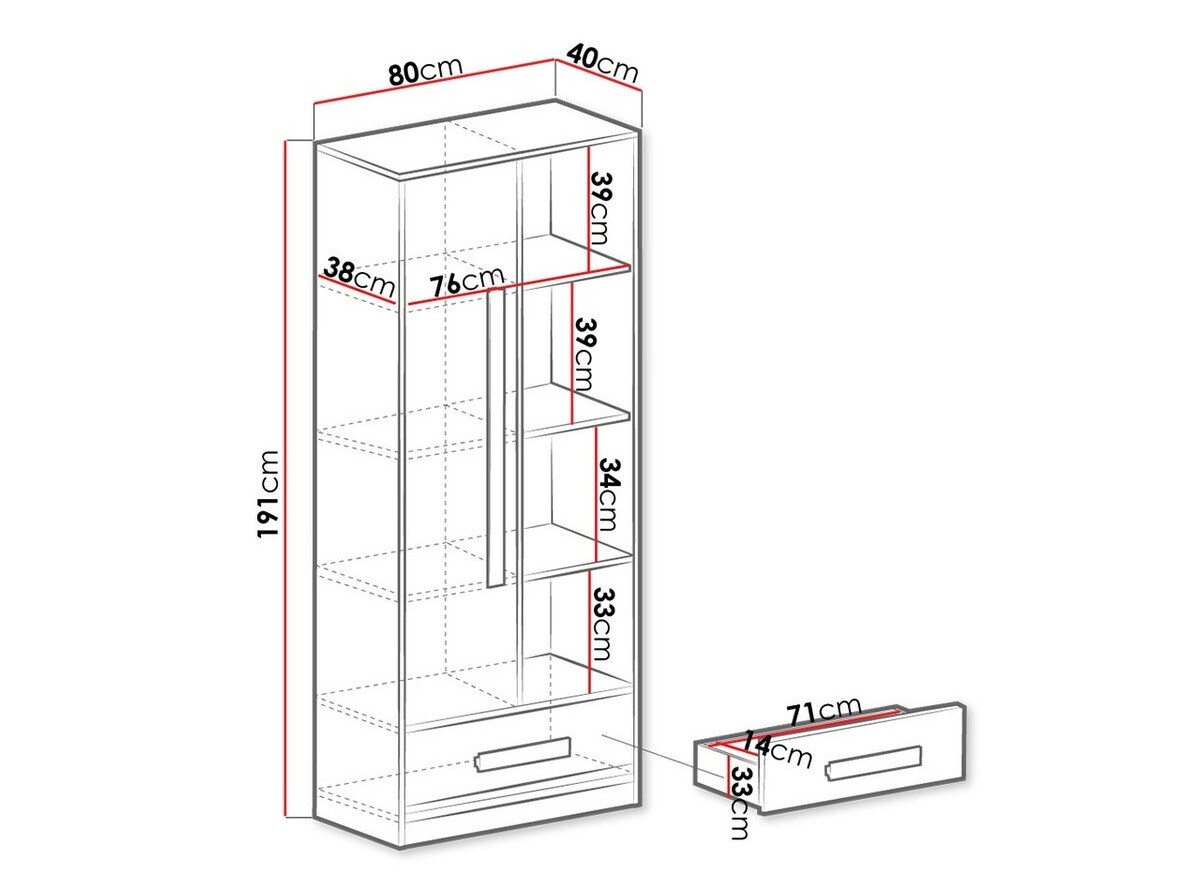 Polica Merevari 104 (Belo + Sjajno belo + Sivo)