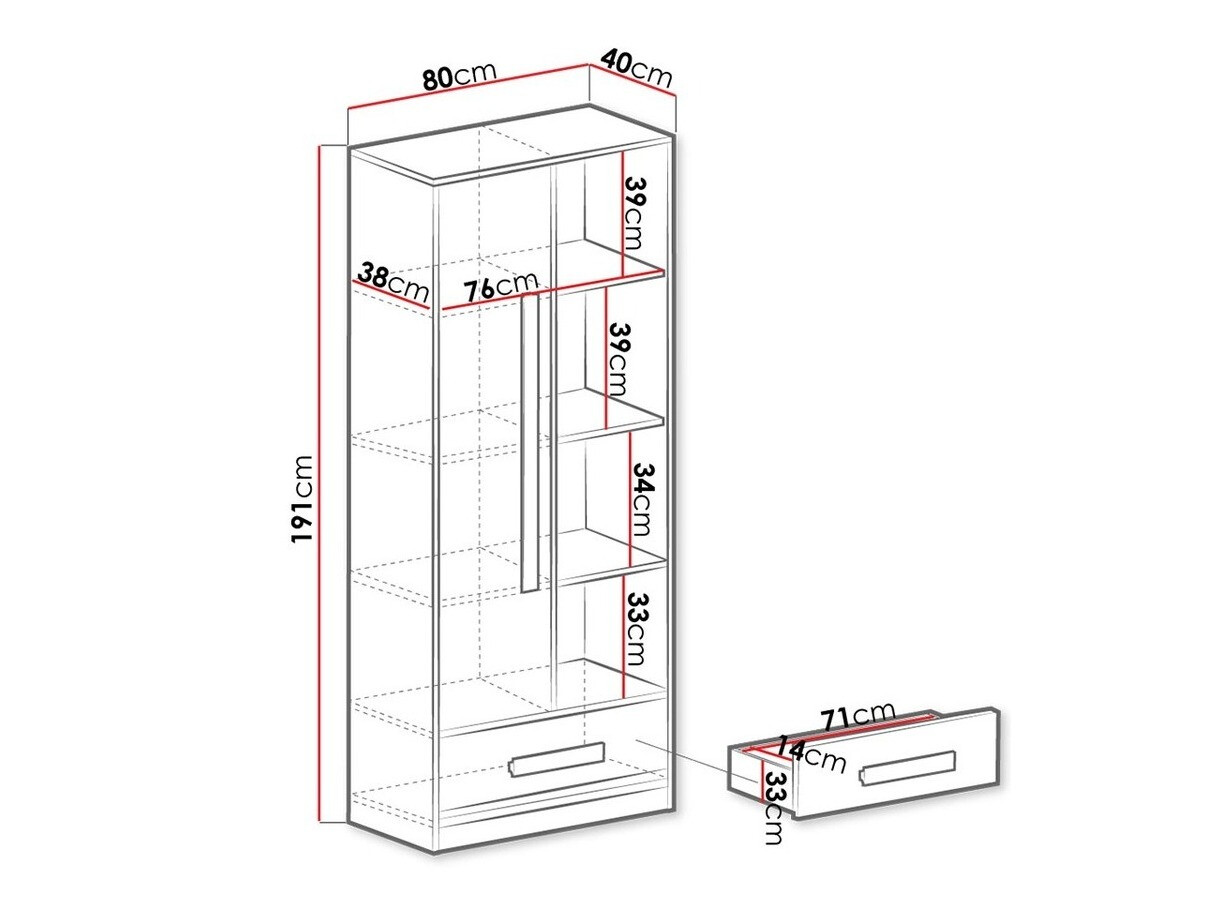 Polica Merevari 104 (Belo + Visoki sjaj Tirkizna)