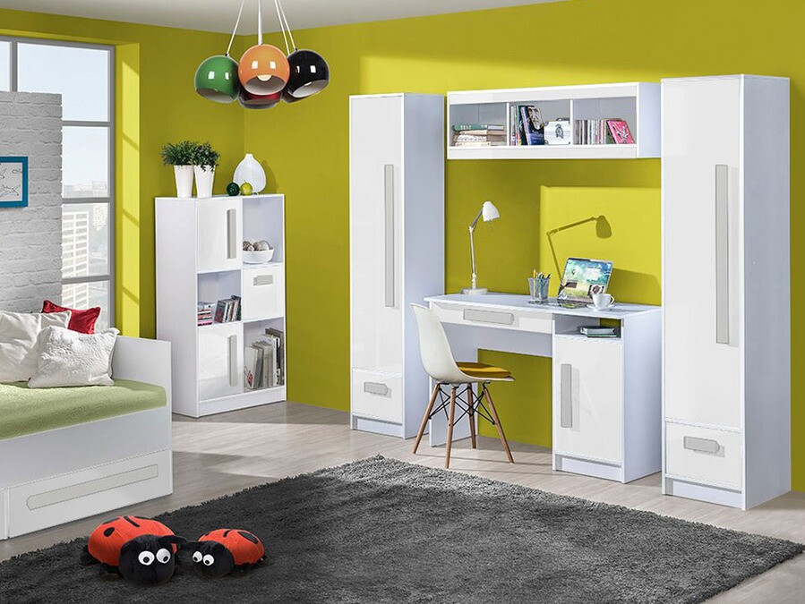 Polica Merevari 105 (Belo + Visoki sjaj Tirkizna)