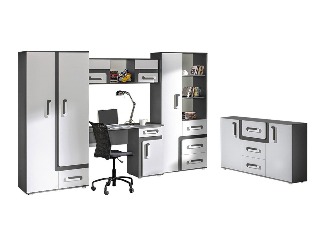 Dečija soba Aviseve 107 (Antracit + Belo)