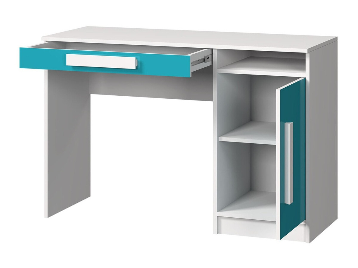 Dečija soba Merevari 107 (Belo + Visoki sjaj Tirkizna)