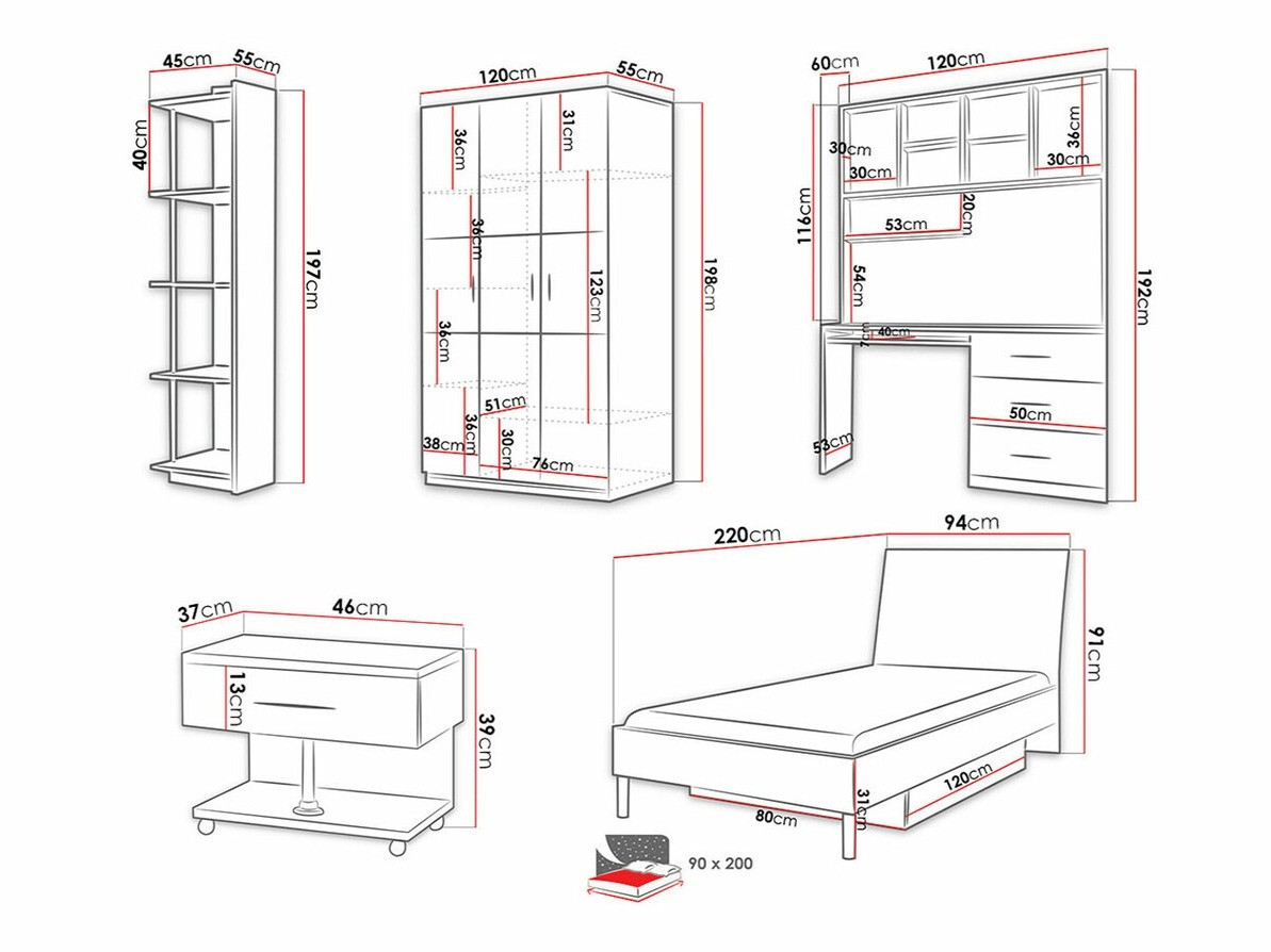 Dečija soba Salmere 110 (Sjajno belo + Sjaj siva)