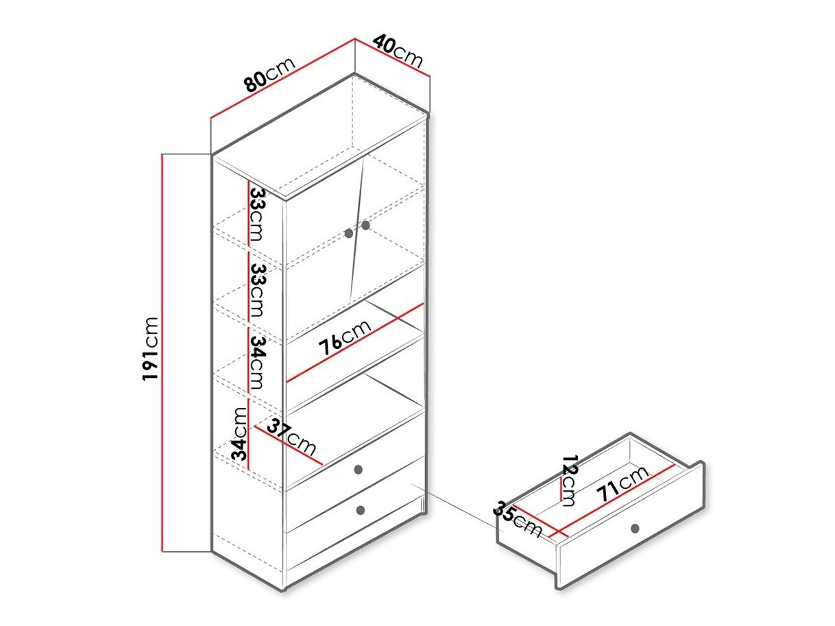 Polica Almira 103 (Zanatski hrast + Belo + Sivo)