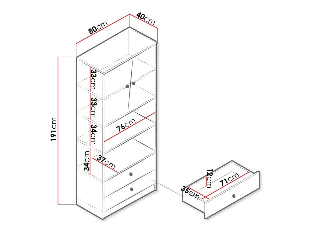 Polica Almira 103 (Zanatski hrast + Belo)