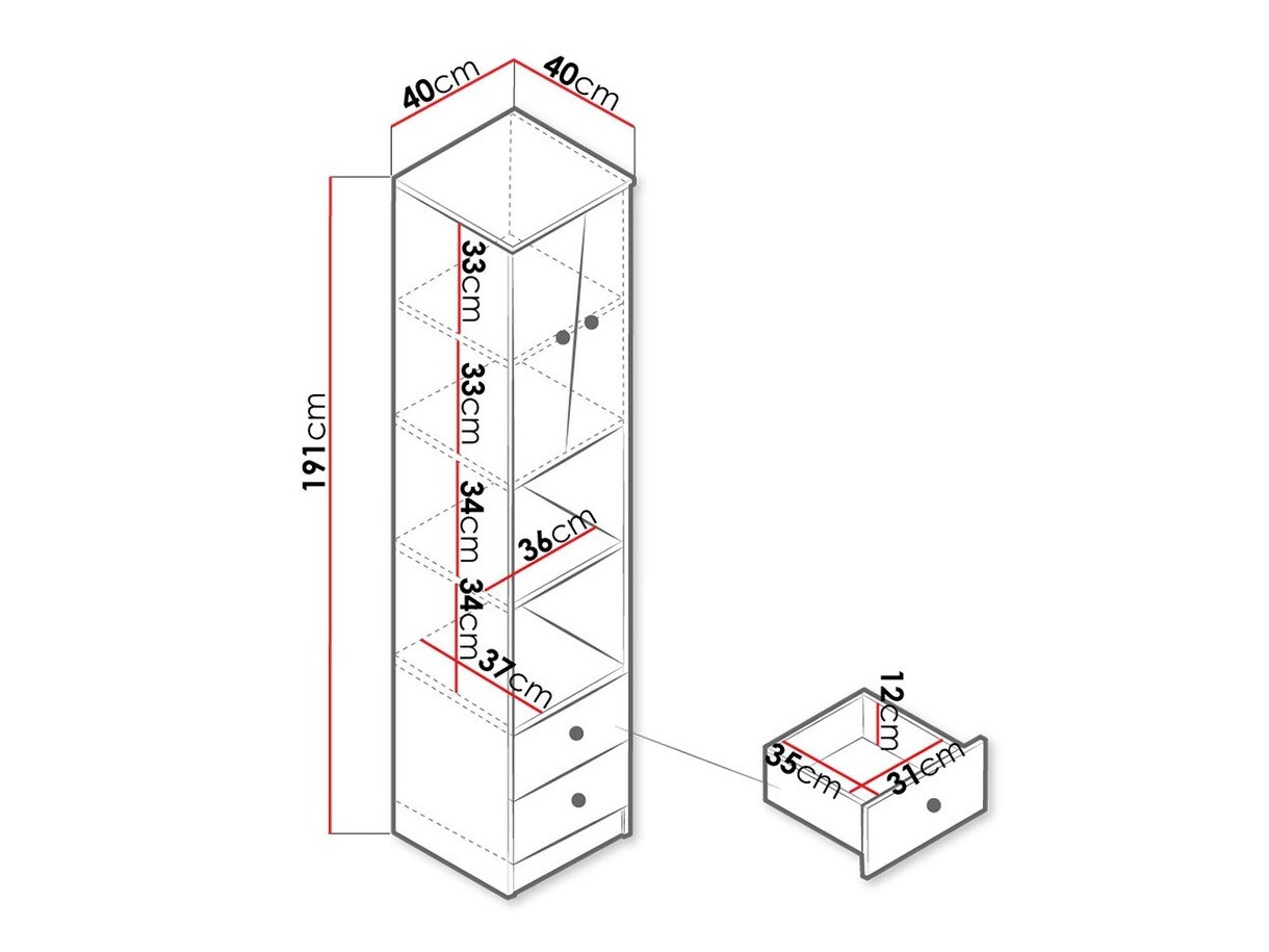 Polica Almira 104 (Zanatski hrast + Belo + Sivo)