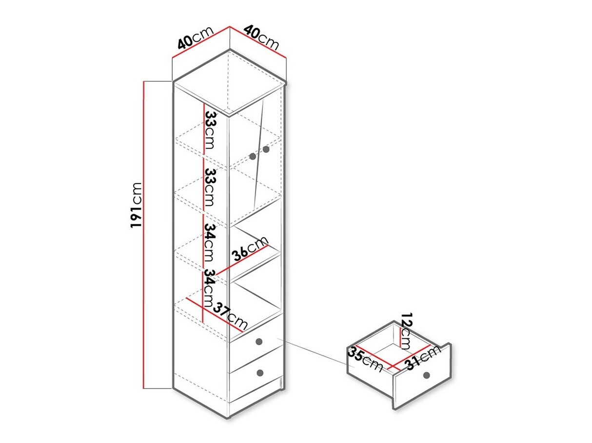 Polica Almira 104 (Zanatski hrast + Belo)