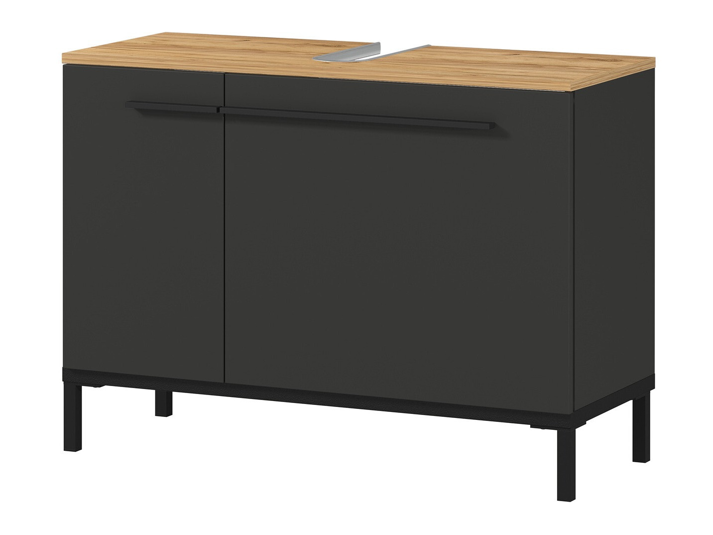 Samostojeći kupatilski ormarić za umivaonik Ruvlevu 100 (Grafit + Navarra hrast)