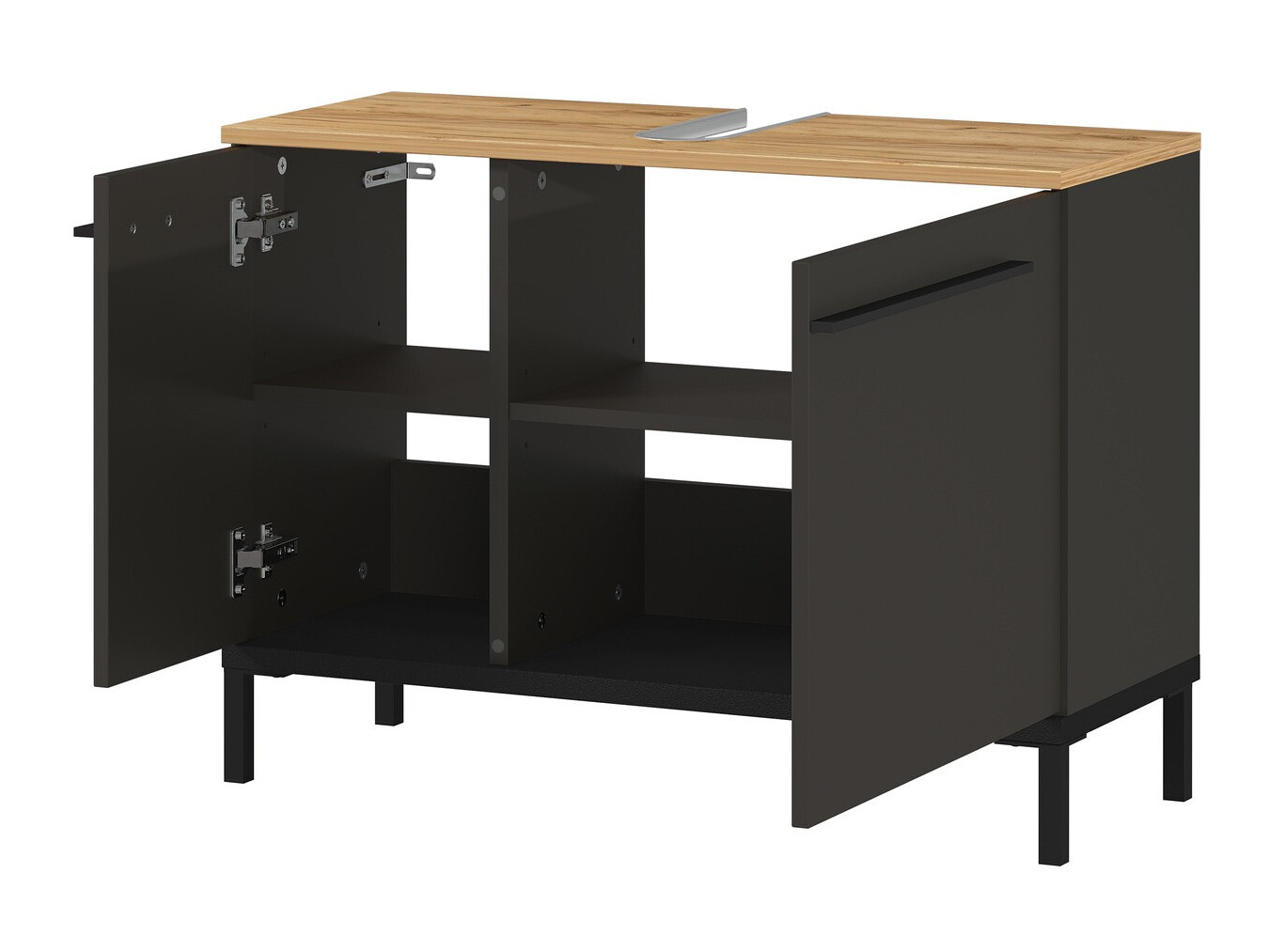 Samostojeći kupatilski ormarić za umivaonik Ruvlevu 100 (Grafit + Navarra hrast)