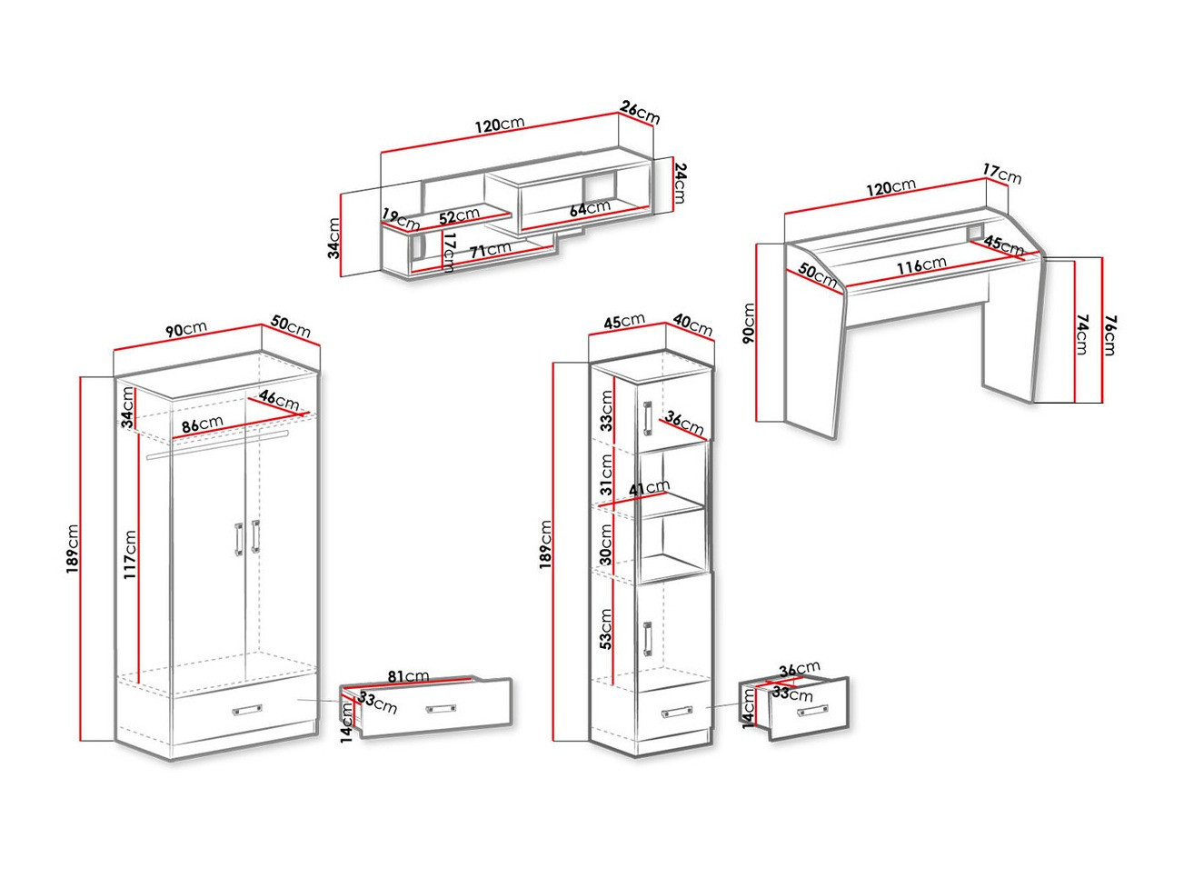 Dečija soba Sorviru 106 (Belo + Tirkizna)