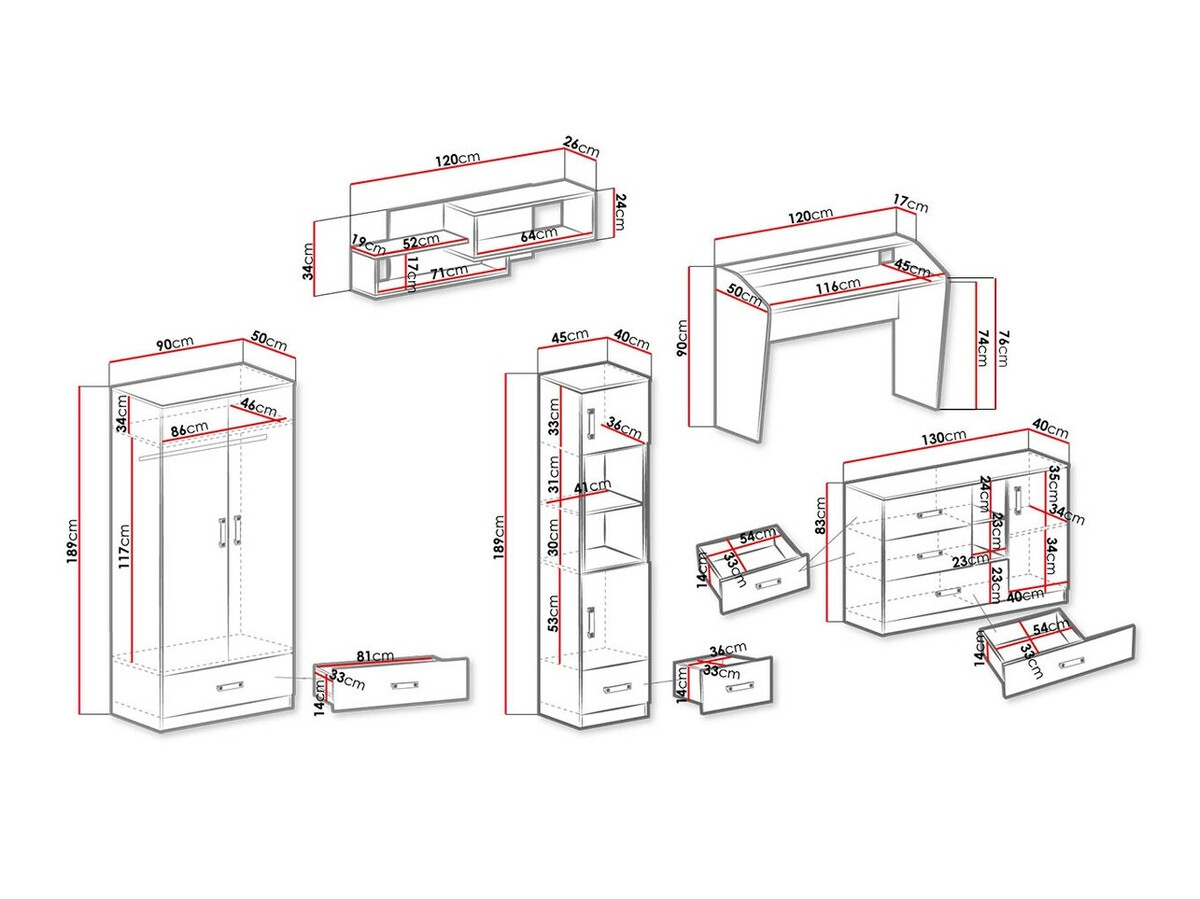 Dečija soba Sorviru 107 (Belo + Roza)