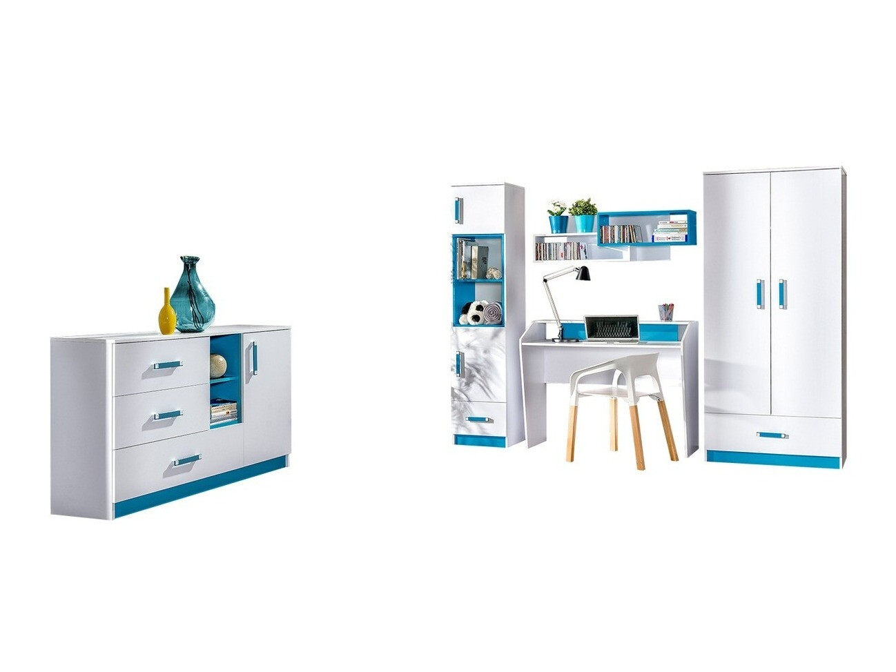 Dečija soba Sorviru 107 (Belo + Tirkizna)