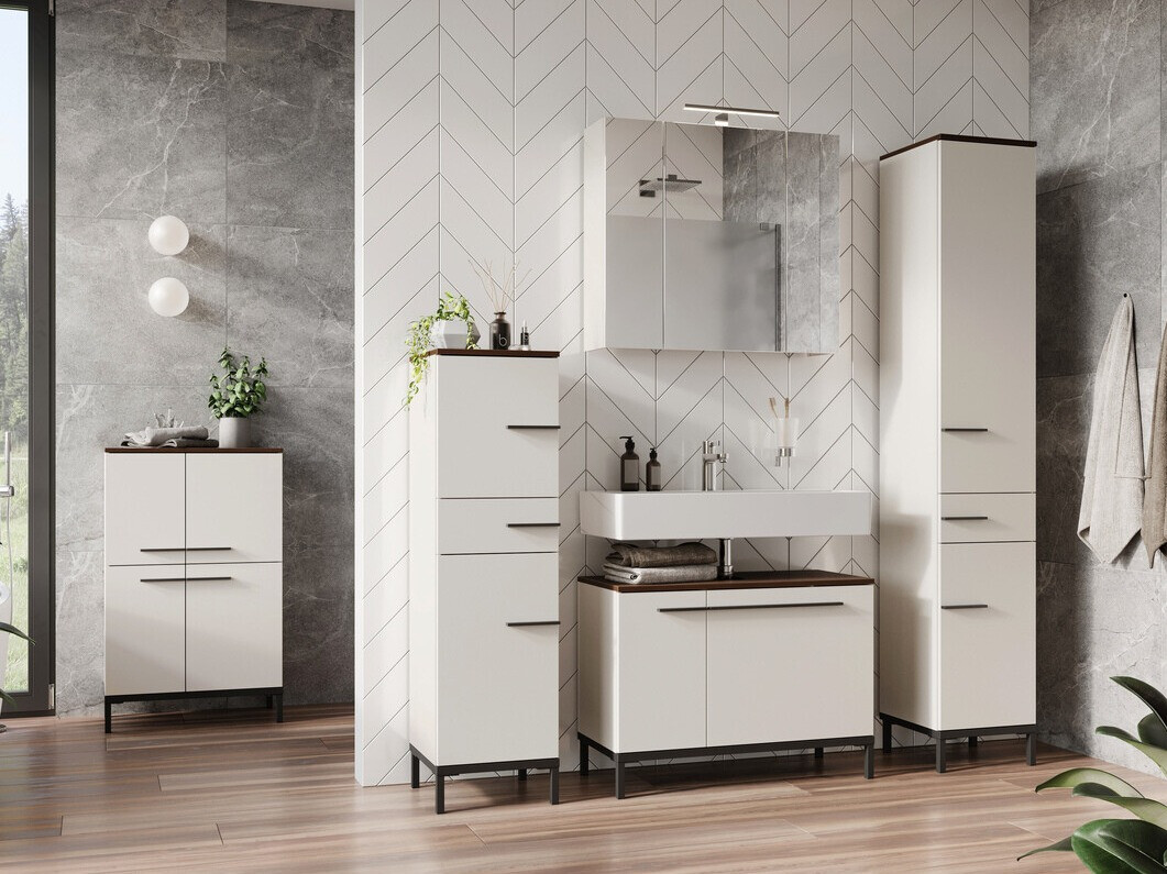 Ormarić za kupatilo Ruvlevu 101 (Svetloosiva + Orah)