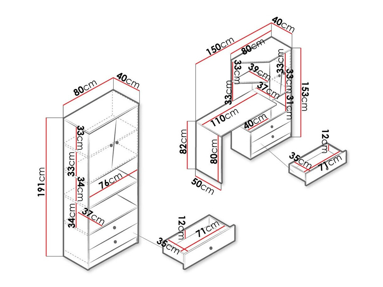 Set nameštaja Almira 115 (Zanatski hrast + Belo + Sivo)
