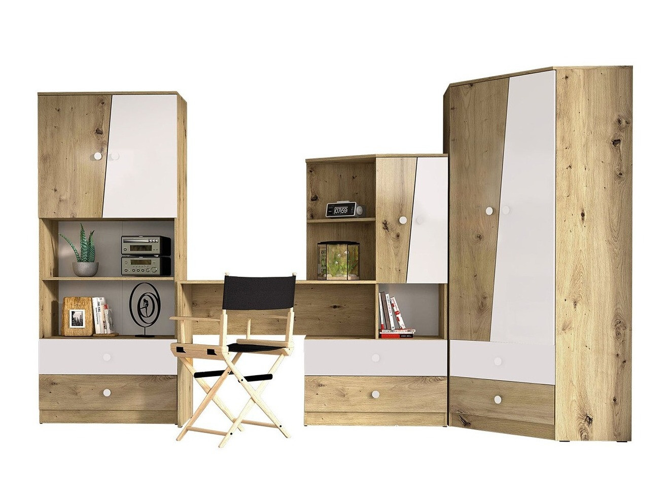 Set nameštaja Almira 116 (Zanatski hrast + Belo)