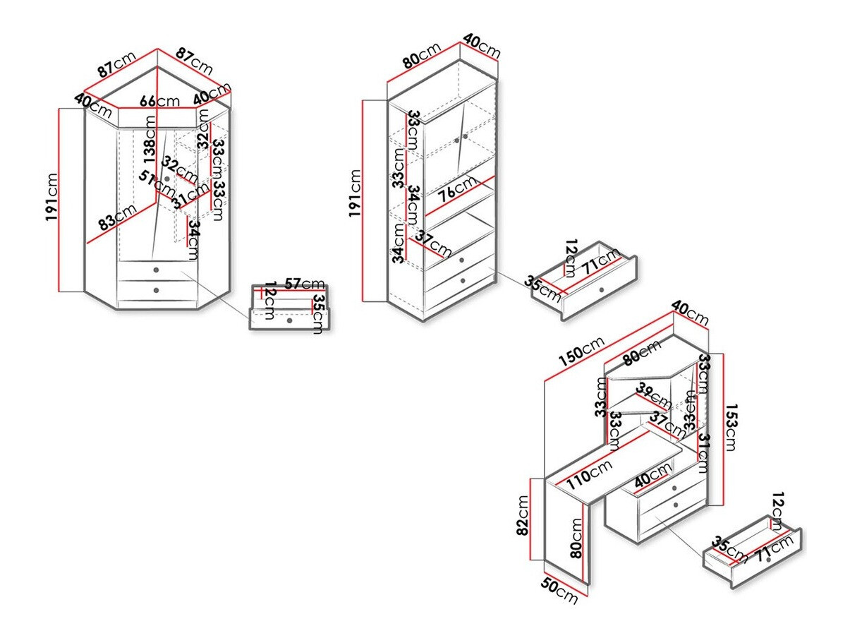Set nameštaja Almira 116 (Zanatski hrast + Belo)
