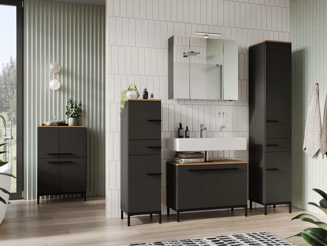 Ormarić za kupatilo Ruvlevu 103 (Graphite + Navarra hrast)