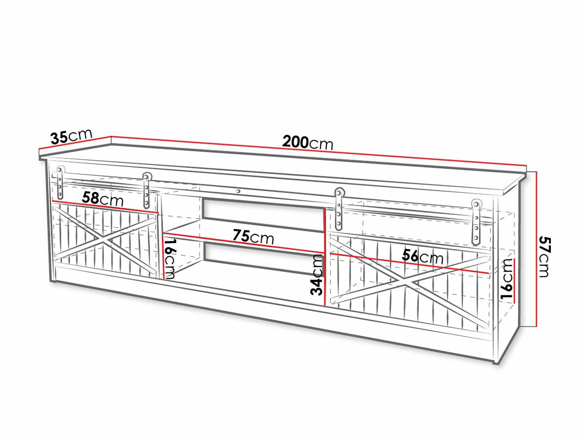 TV komoda Charlotte 156 (Belo + Sjajno belo)