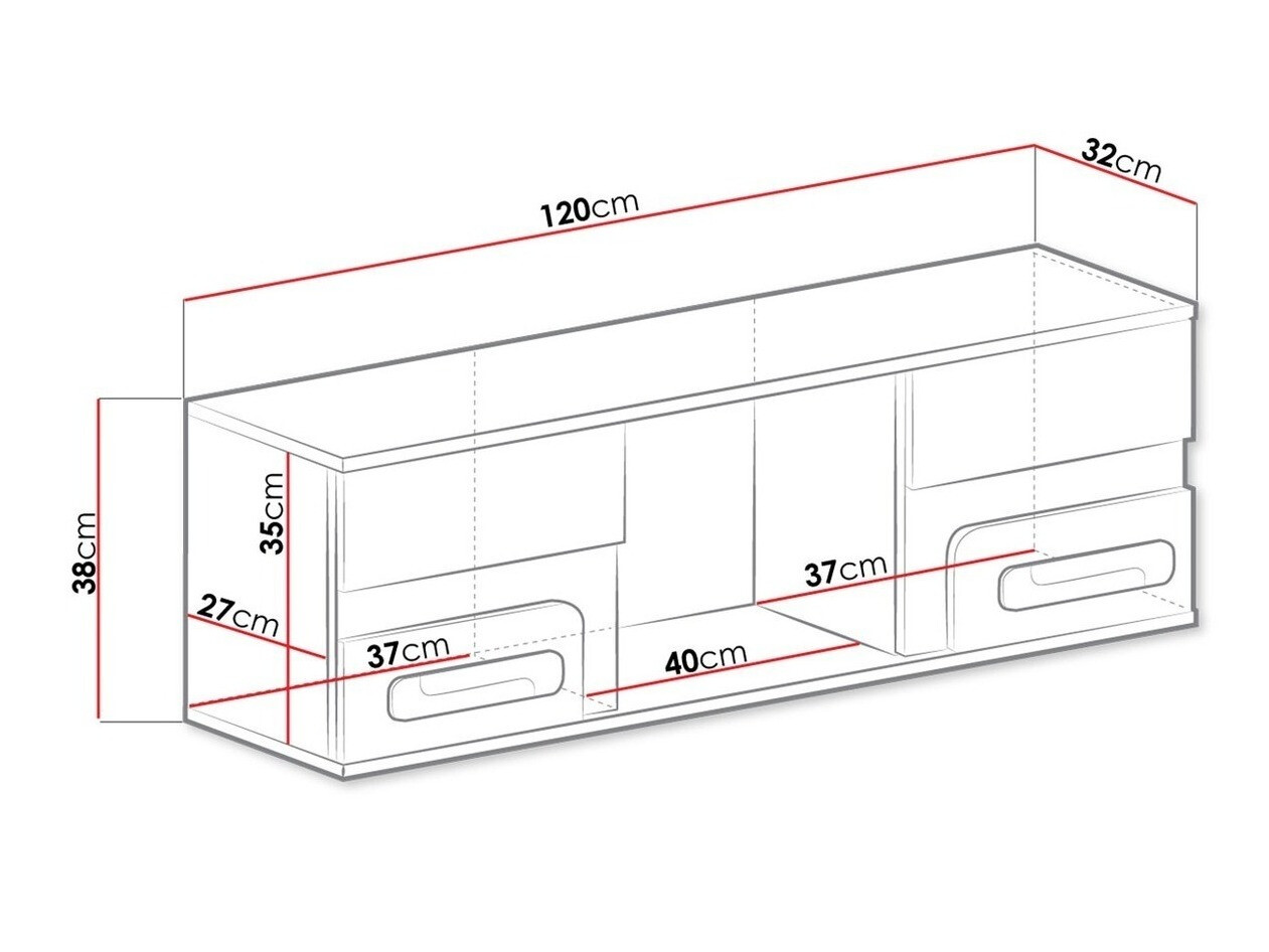 Zidna polica Aviseve 104 (Antricit (ugalj) + Belo)