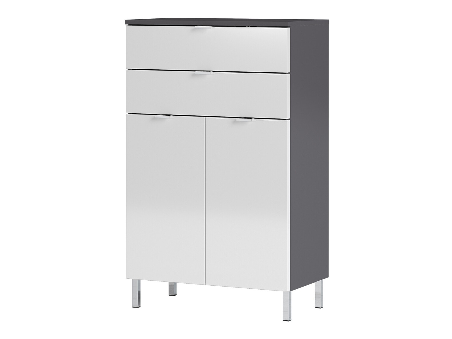 Ormarić za kupatilo Lomcamo 102 (Sjajno belo + Graphite)