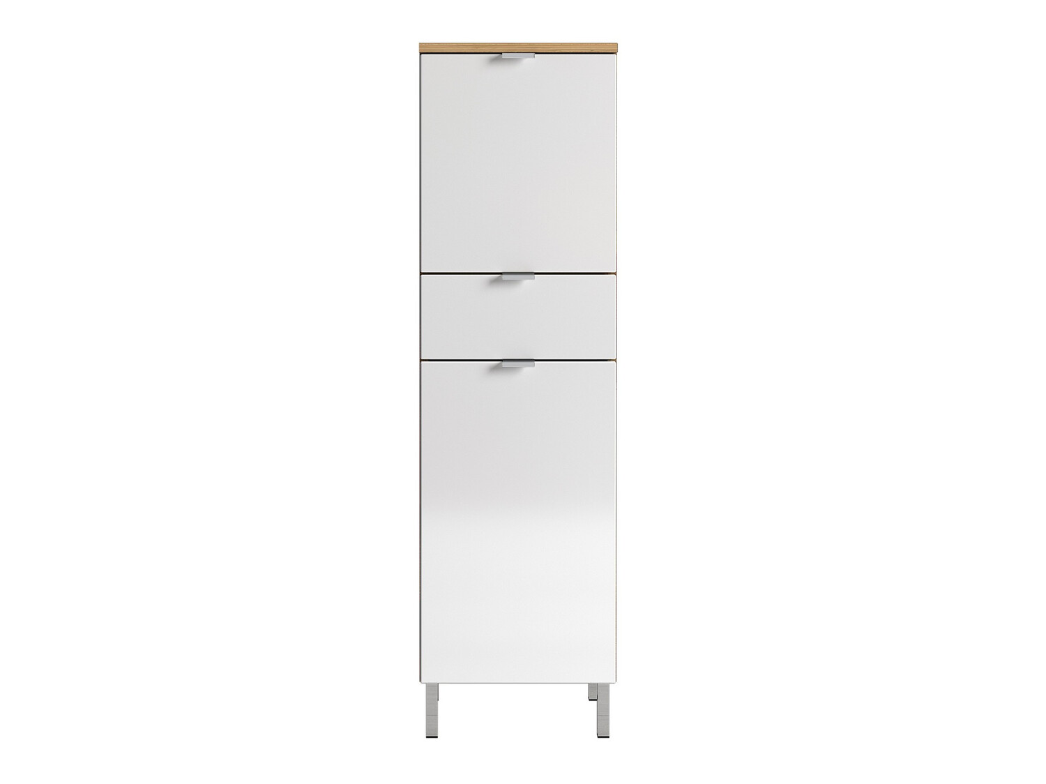 Ormarić za kupatilo Lomcamo 103 (Sjajno belo + Unuk hrast)