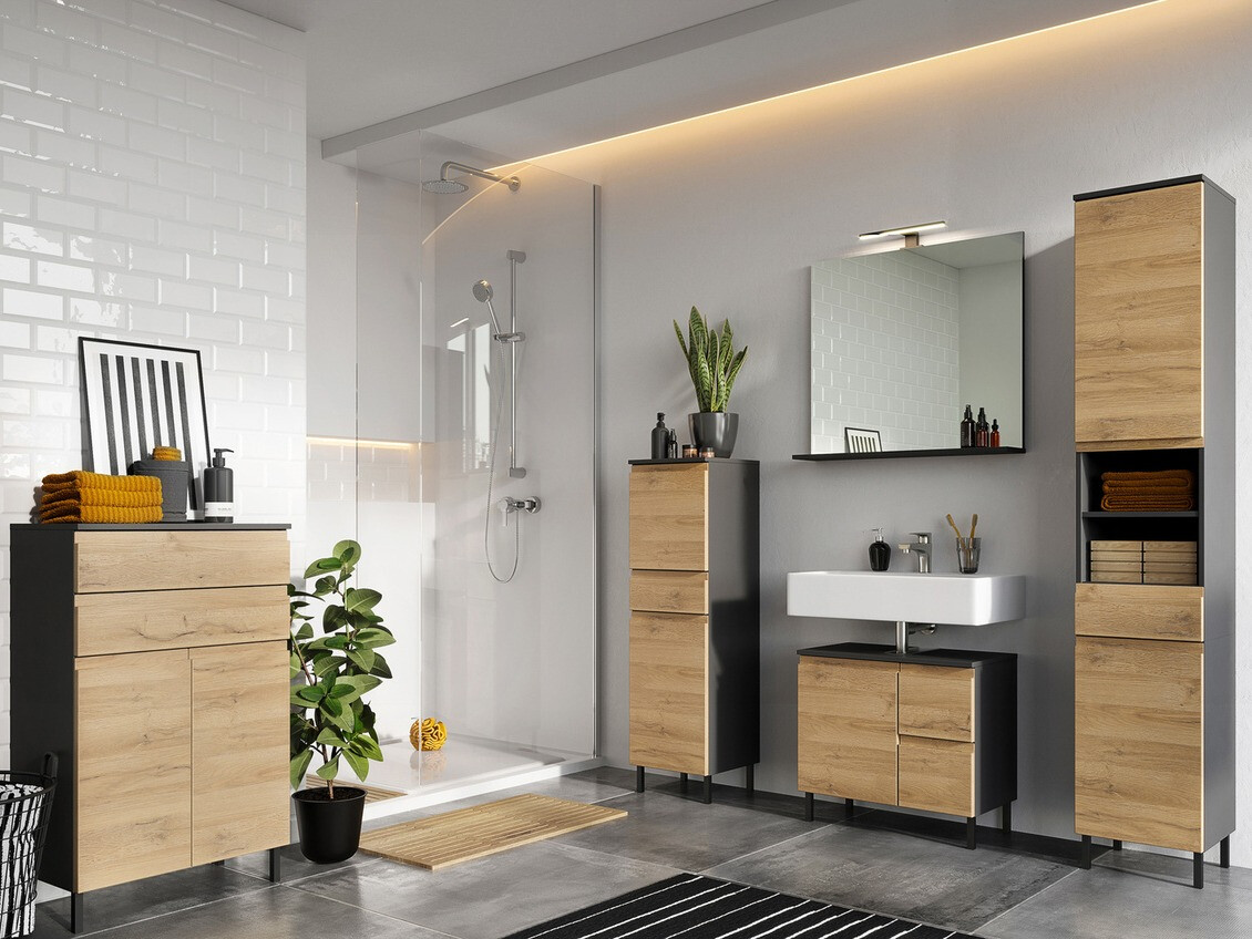 Ormarić za kupatilo Talmira 101 (Graphite + Grande hrast)