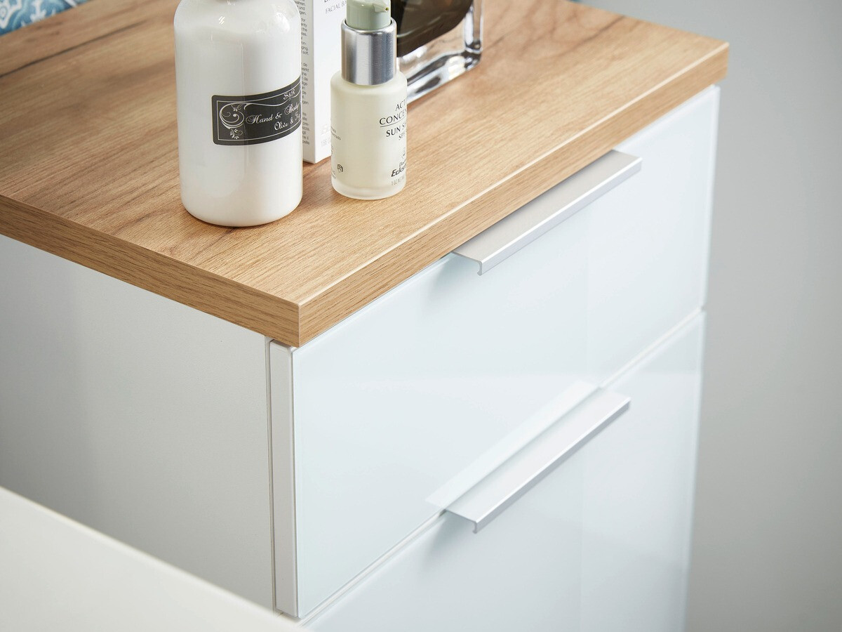 Samostojeći kupatilski ormarić Levciro 103 (Belo + Navarra hrast)