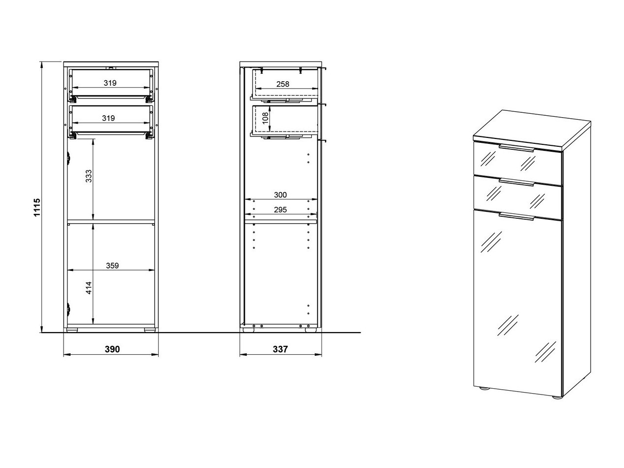 Samostojeći kupatilski ormarić Levciro 103 (Belo + Navarra hrast)