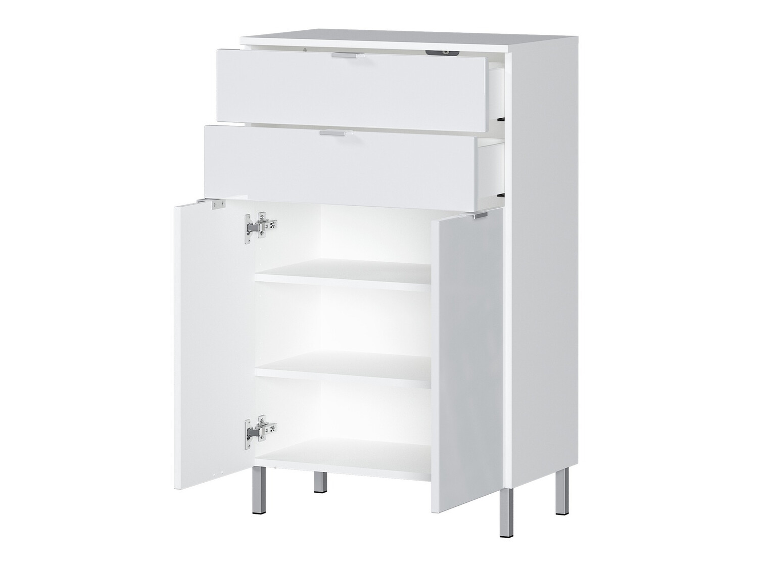 Samostojeći kupatilski ormarić Lomcamo 102 (Belo + Sjajno belo)