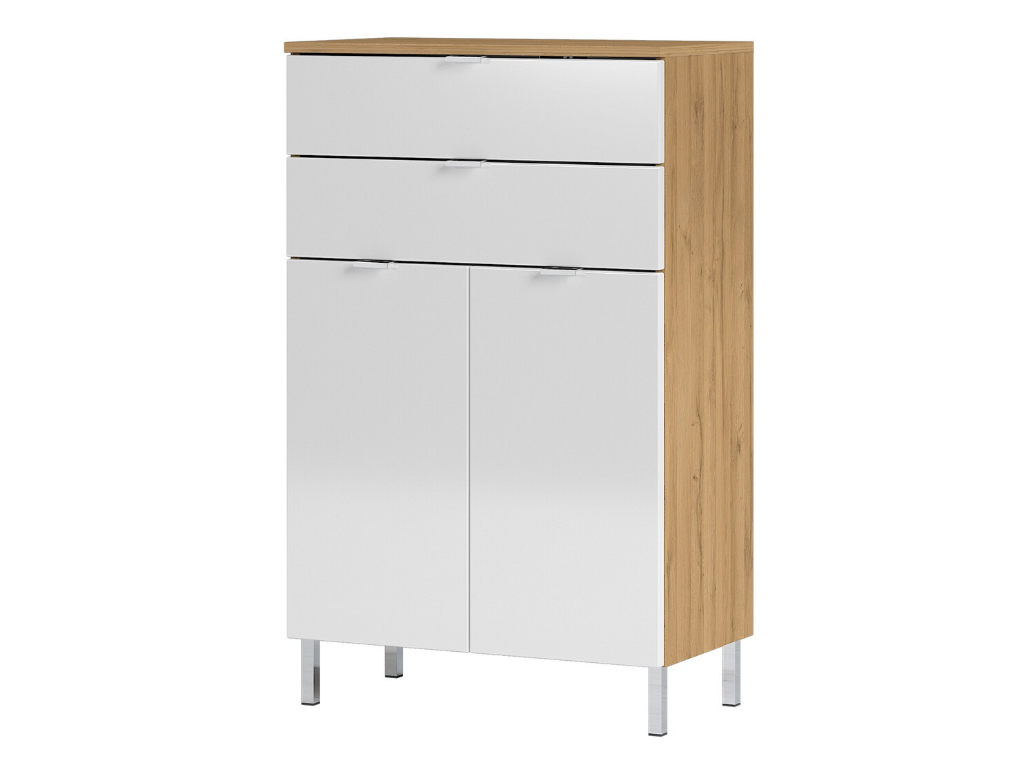 Samostojeći kupatilski ormarić Lomcamo 102 (Sjajno belo + Grandson hrast)