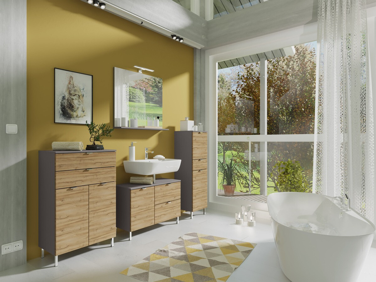 Samostojeći kupatilski ormarić Lomcamo 103 (Grandson hrast + Grafit)