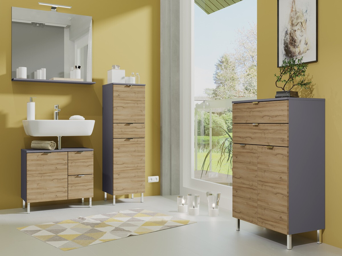 Samostojeći kupatilski ormarić Lomcamo 103 (Grandson hrast + Grafit)