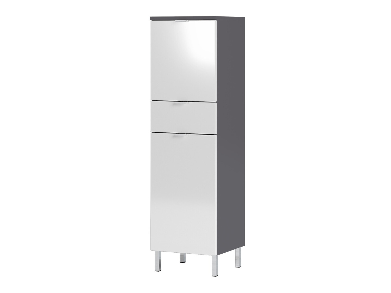 Samostojeći kupatilski ormarić Lomcamo 103 (Sjajno belo + Grafit)