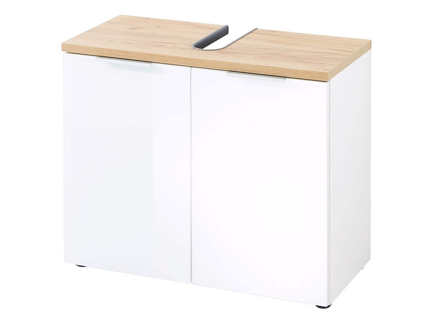 Samostojeći kupatilski ormarić za umivaonik Levciro 102 (Sjajno belo + Navarra hrast)