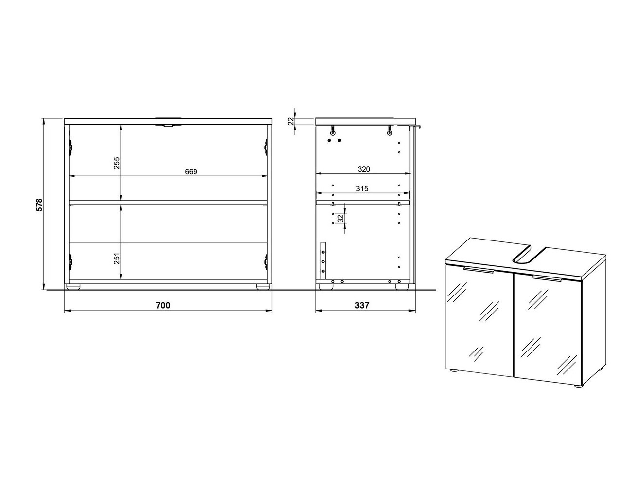 Samostojeći kupatilski ormarić za umivaonik Levciro 102 (Sjajno belo + Navarra hrast)