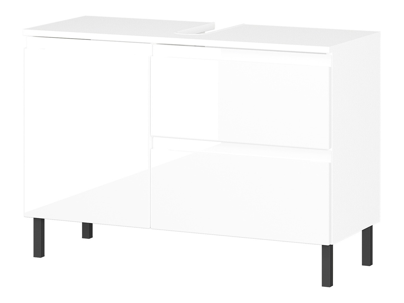 Samostojeći kupatilski ormarić za umivaonik Talmira 102 (Sjajno belo + Belo)