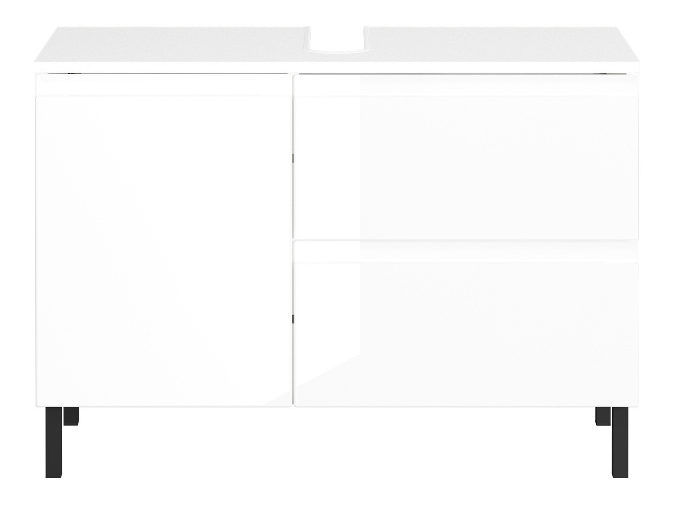 Samostojeći kupatilski ormarić za umivaonik Talmira 102 (Sjajno belo + Belo)